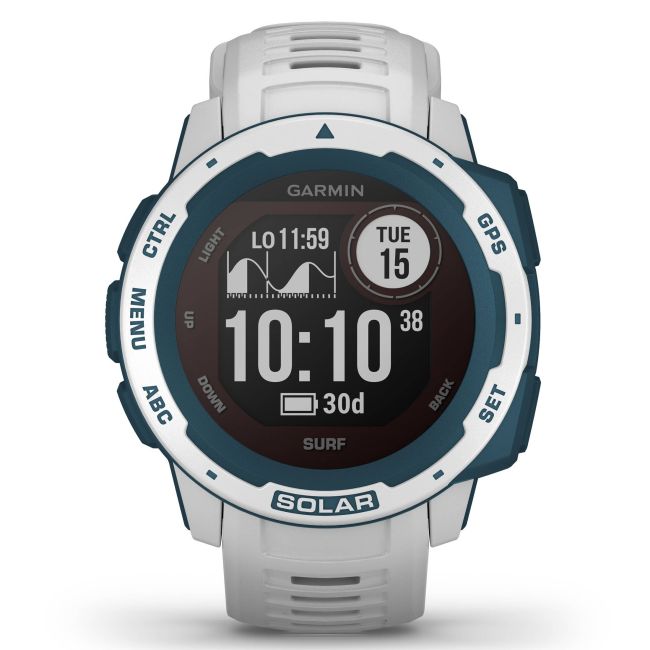Garmin - Instinct Solar Surf edition - Cloudbreak - ceas inteligent cu GPS cu functii avansate pentru sport si incarcare solara