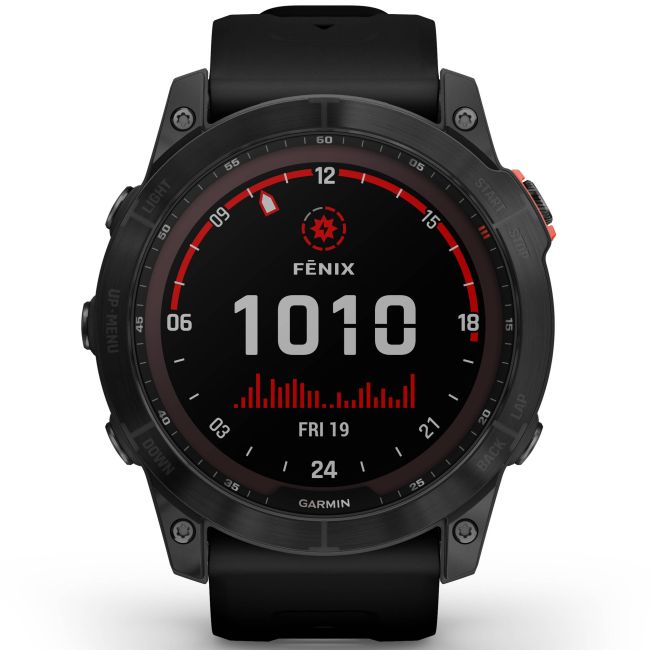 Garmin - fenix 7x Solar ceas multisport cu GPS - ramă gri închis și curea din silicon neagră