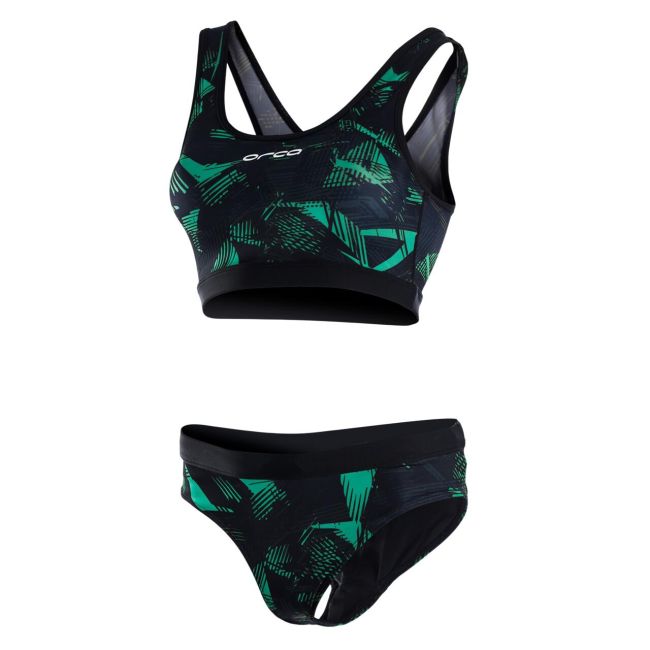 Orca - Costum de baie doua piese pentru Femei Bra &amp; Bikini - print negru verde