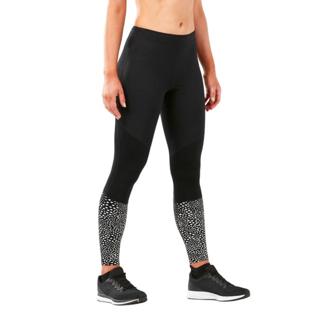 2XU - colanti de compresie pentru femei material windstopper Wind Defence Comp Tights - negru cu elemente reflectorizante