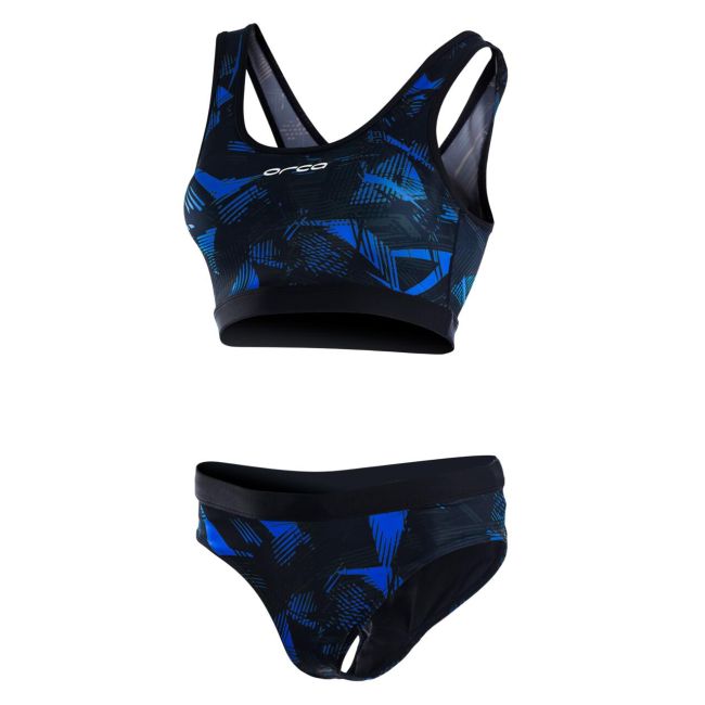 Orca - Costum de baie doua piese pentru Femei Bra &amp; Bikini - print albastru negru