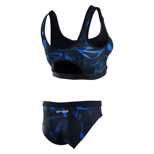Orca - Costum de baie doua piese pentru Femei Bra &amp; Bikini - print albastru negru