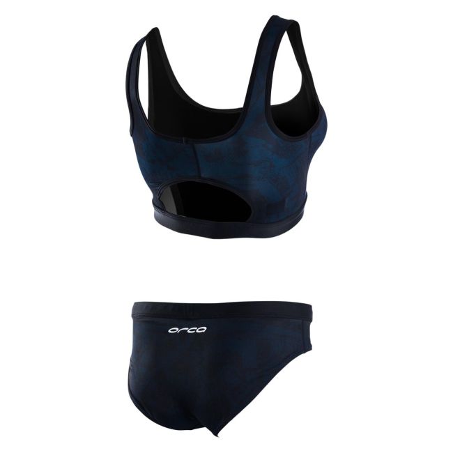Orca - Costum de baie doua piese pentru Femei Bra &amp; Bikini - print albastru inchis