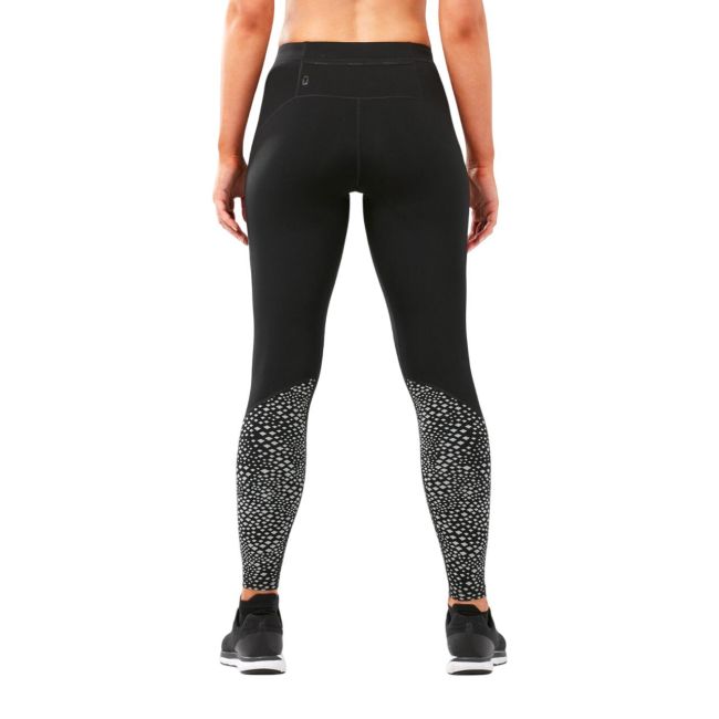 2XU - colanti de compresie pentru femei material windstopper Wind Defence Comp Tights - negru cu elemente reflectorizante