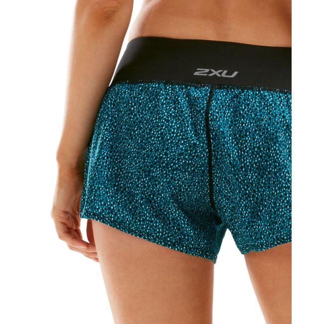 2XU - Short alergare XVENT Free Short 3" W - Rain Spot- Ocean Teal