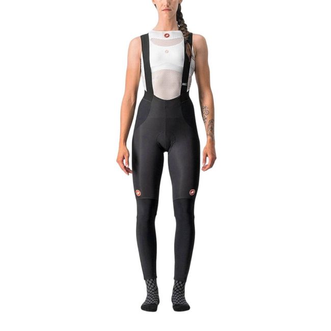 Castelli - Pantaloni lungi ciclism cu bretele pentru iarna si vreme rece pentru femei Sorpasso Ros W bibtight - negru gri reflex