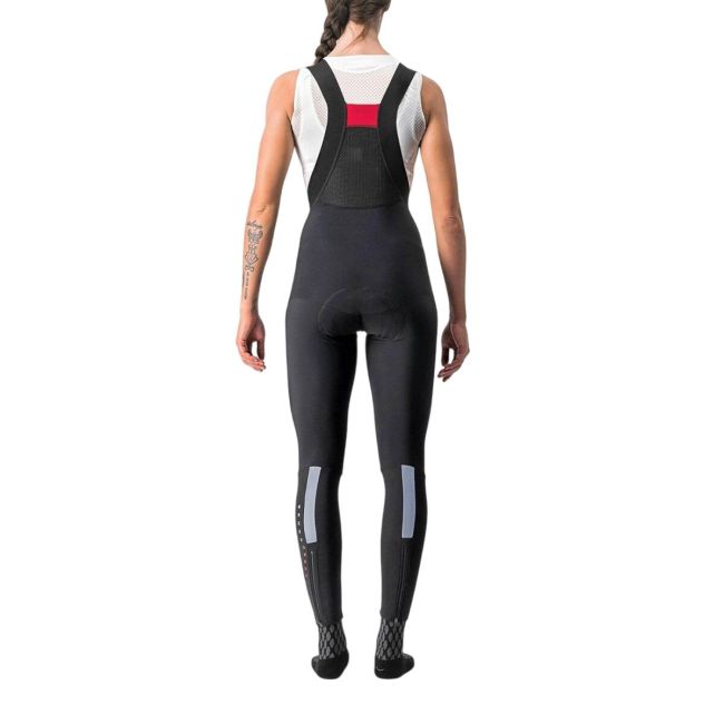 Castelli - Pantaloni lungi ciclism cu bretele pentru iarna si vreme rece pentru femei Sorpasso Ros W bibtight - negru gri reflex