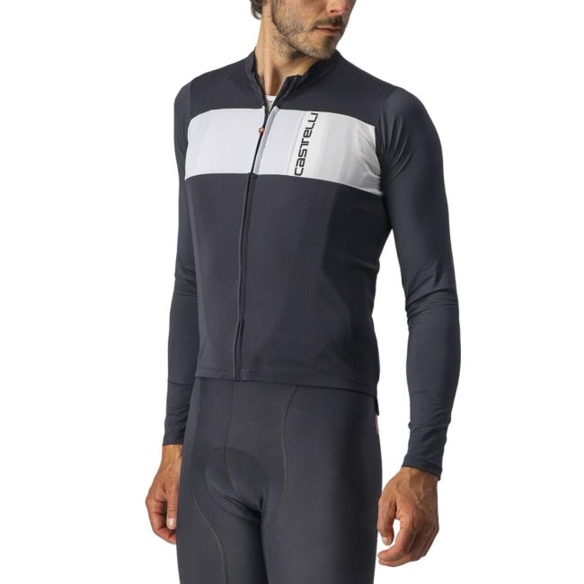 Castelli - tricou ciclism maneca lunga Prologo 7 LS jersey - gri antracit alb