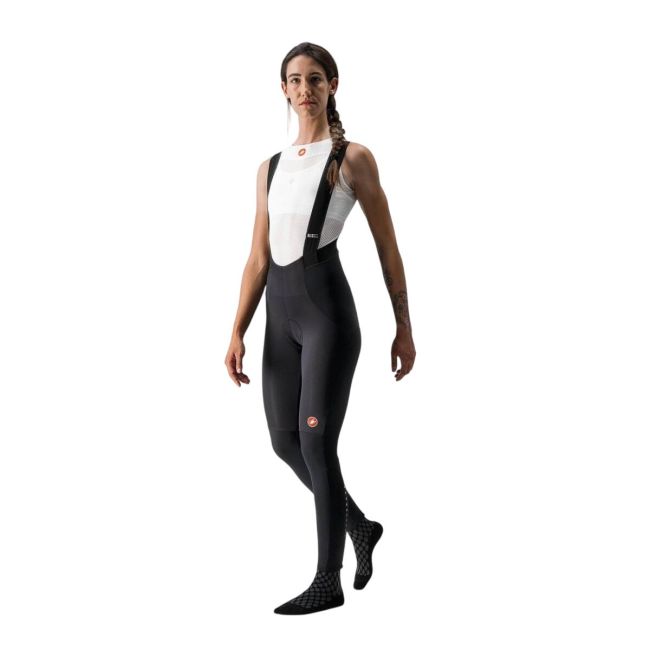 Castelli - Pantaloni lungi ciclism cu bretele pentru iarna si vreme rece pentru femei Sorpasso Ros W bibtight - negru gri reflex