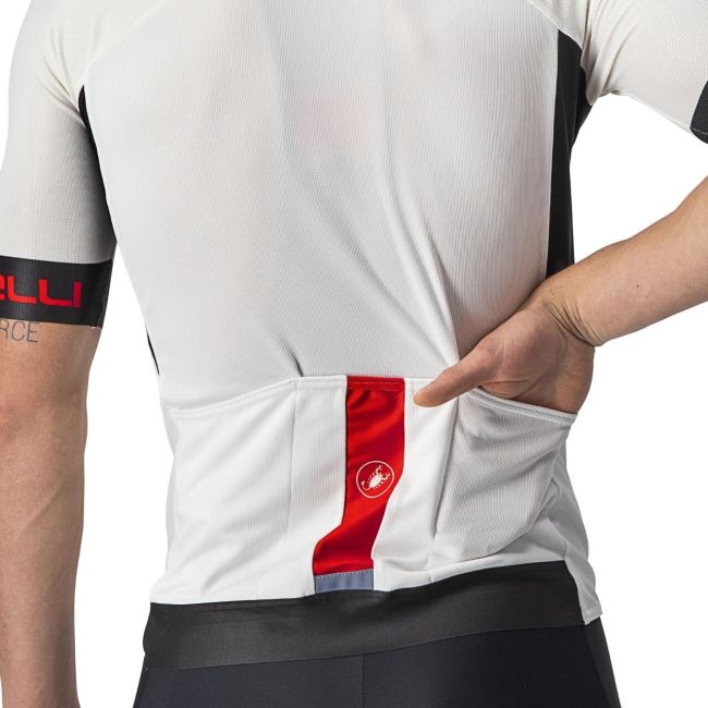 Castelli - tricou ciclism barbati cu maneca scurta Entrata VI jersey - alb negru rosu