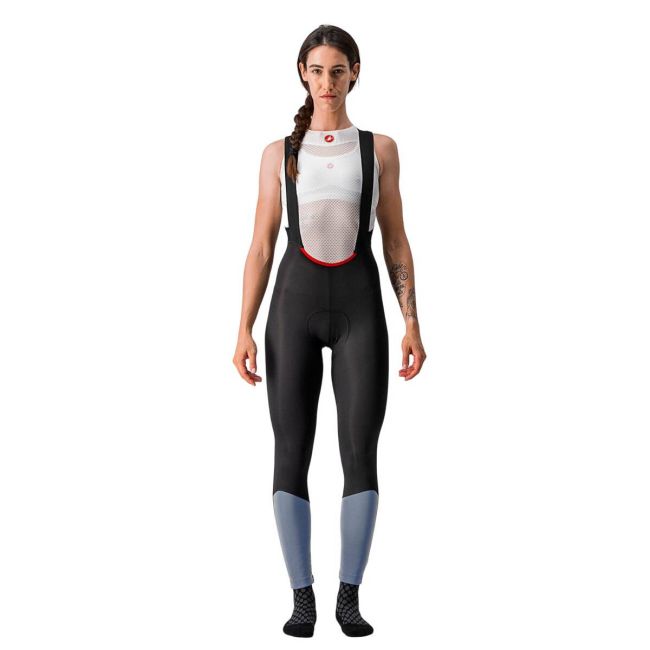 Castelli - Pantaloni lungi ciclism cu bretele pentru iarna si vreme rece pentru femei - Nano Flex Pro 2 W bibtight - negru
