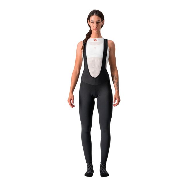Castelli - Pantaloni lungi ciclism cu bretele pentru iarna si vreme rece pentru femei - Meno Wind W bibtight - negru