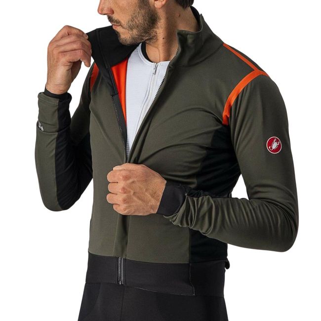 Castelli - jacheta ciclism de iarna Alpha Ros 2 Gore-Tex Infinium wind stopper - verde militar rosu