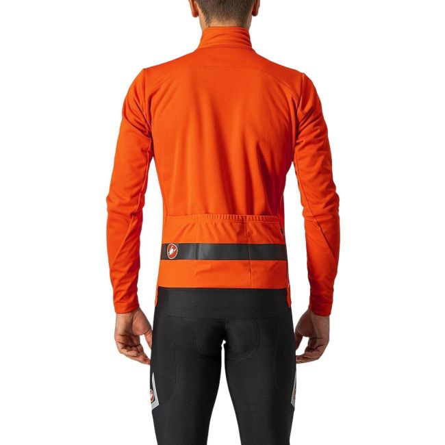 Castelli - jacheta ciclism iarna pentru barbati Raddoppia 3 jacket - portocaliu fiery Negru Reflex
