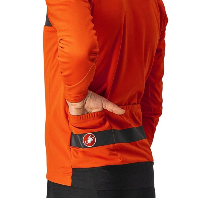 Castelli - jacheta ciclism iarna pentru barbati Raddoppia 3 jacket - portocaliu fiery Negru Reflex