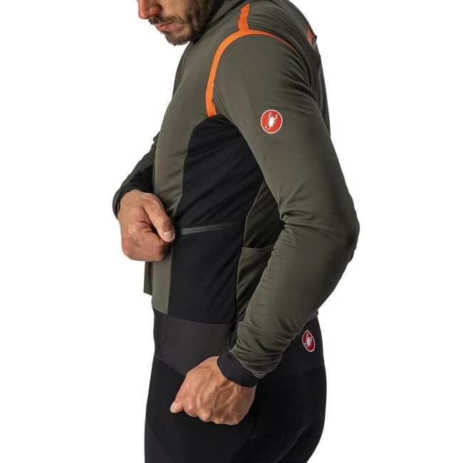 Castelli - jacheta ciclism de iarna Alpha Ros 2 Gore-Tex Infinium wind stopper - verde militar rosu