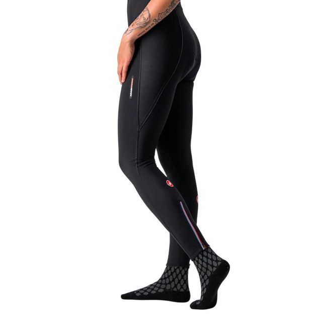 Castelli - Pantaloni lungi ciclism cu bretele pentru iarna si vreme rece pentru femei - Meno Wind W bibtight - negru