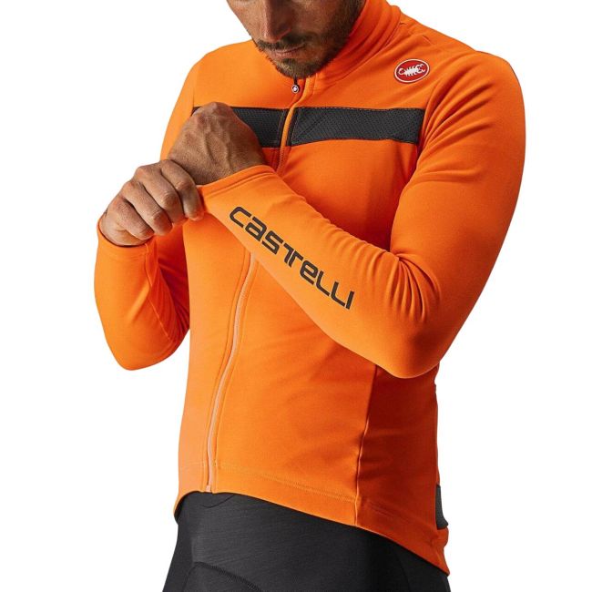 Castelli - bluza ciclism maneca lunga Puro 3 Jersey FZ - portocalie