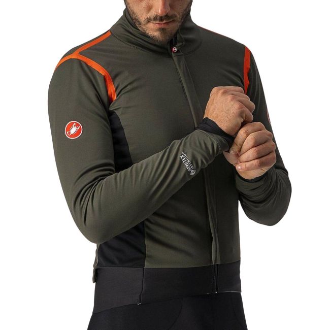 Castelli - jacheta ciclism de iarna Alpha Ros 2 Gore-Tex Infinium wind stopper - verde militar rosu