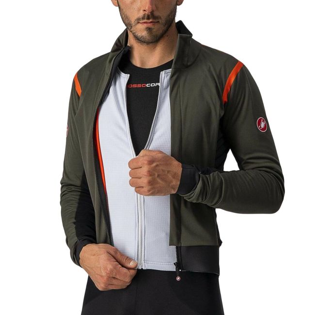 Castelli - jacheta ciclism de iarna Alpha Ros 2 Gore-Tex Infinium wind stopper - verde militar rosu