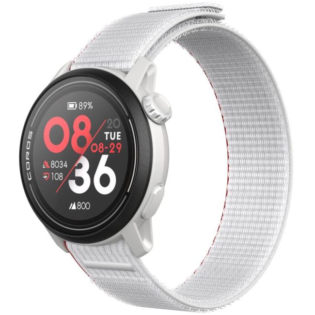 Coros - Pace 3 - ceas multisport GPS - alb rosu Chalk - curea alba/nailon