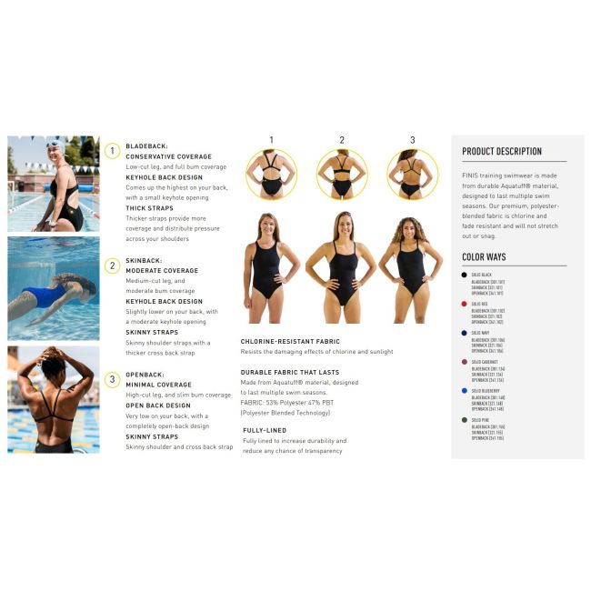 Finis - Costume de baie intreg pentru femei - Skinback Solid - visiniu cabernet