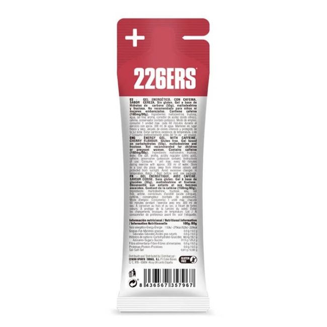 226ers - gel energie - High Fructose Gel - cirese 160mg CAF - 80gr