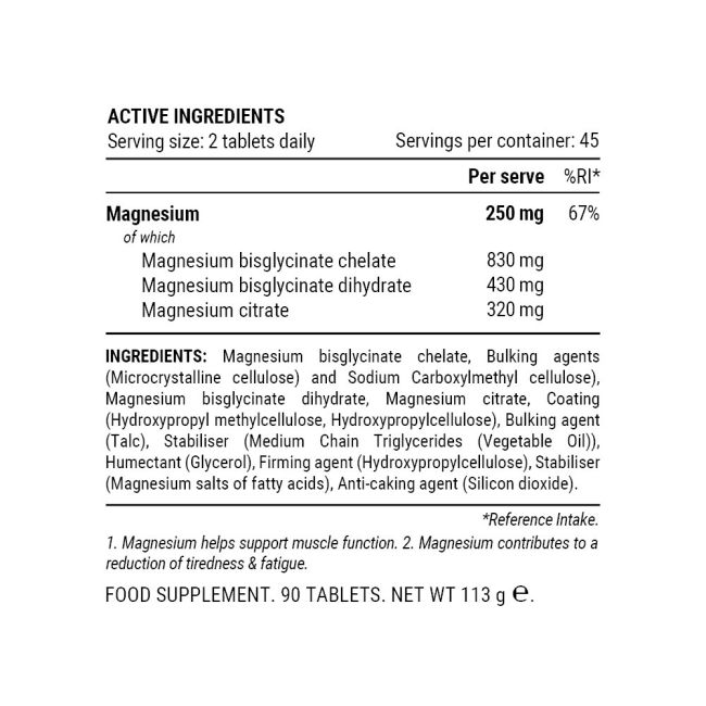 Pillar Performance - supliment magneziu Triple magnesium professional recovery (New formula)  - 90 pastile