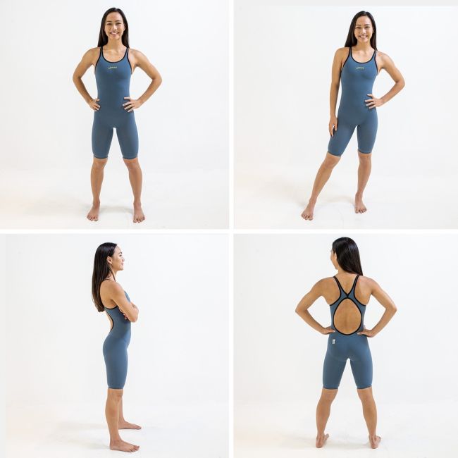 Finis - Costum inot tehnic pentru fete sau femei - Fuse Open Back Kneeskin - gri