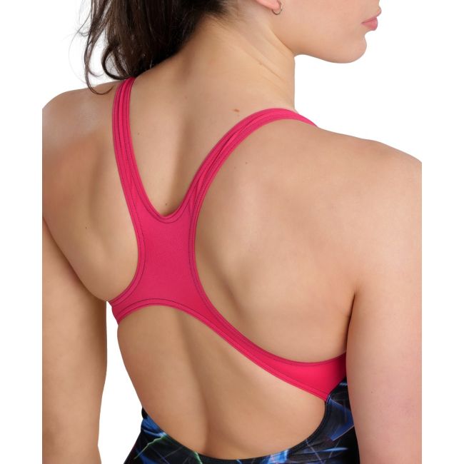 Arena - costum inot femei intreg - W Swimsuit Swim Pro Back Allover - Black I Multi I Freak Rose