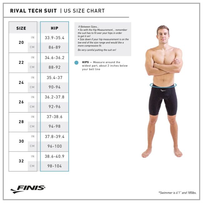 Finis - Costum inot tehnic pentru baieti sau barbati - Rival Jammer - negru