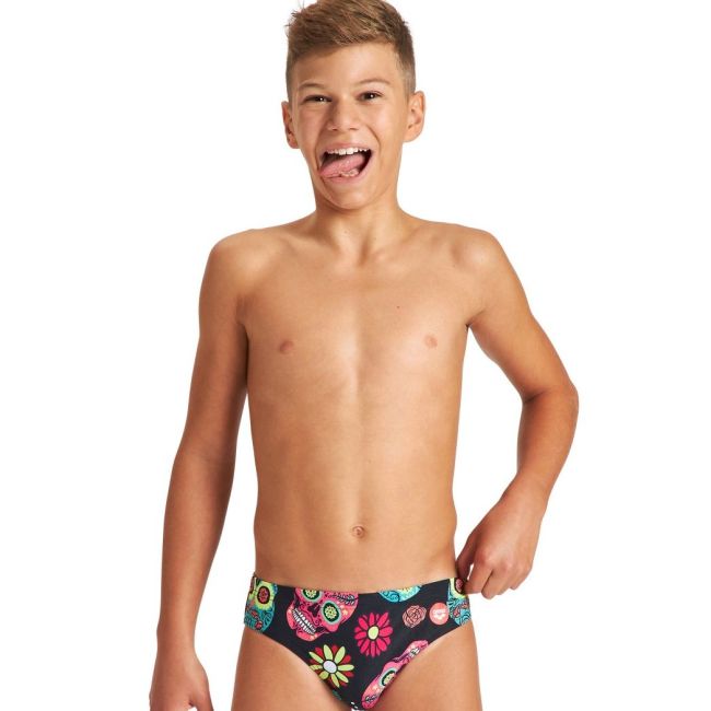 Arena - costum inot baieti - slip - Crazy Skulls Carnival Jr - Black | Multi