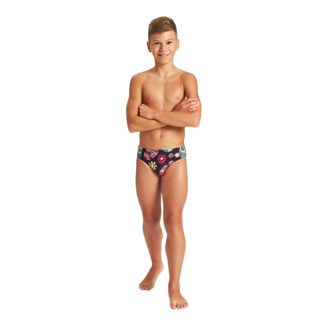 Arena - costum inot baieti - slip - Crazy Skulls Carnival Jr - Black | Multi
