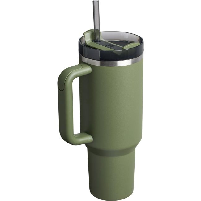 Stanley - termos tip sticla cu pai - Quencher H2.0 Tumbler - Verde negru - 1.18L