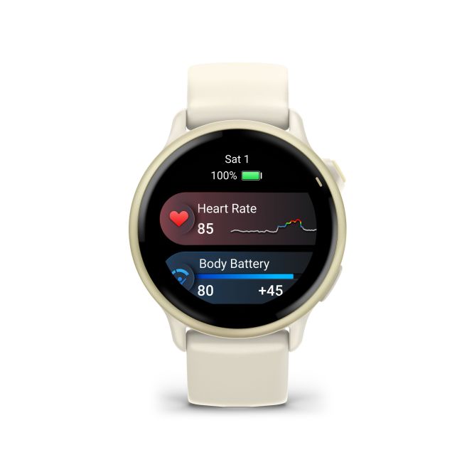 Garmin - vivoactive 6 smartwatch cu GPS și AMOLED - ramă lunar gold - carcasă lunar şi bratara din silicon Bone