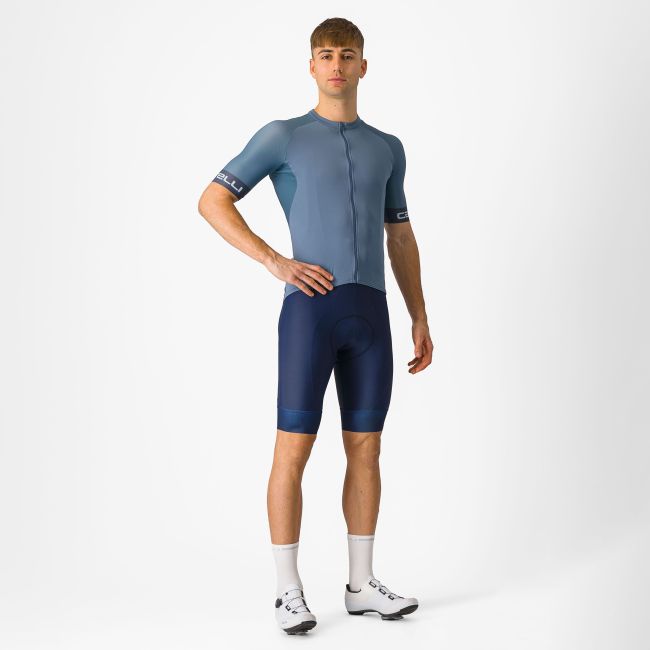 Castelli - pantaloni ciclism scurti cu bretele - Entrata 2 Bibshort - 15-35 gr C - albastru belgian