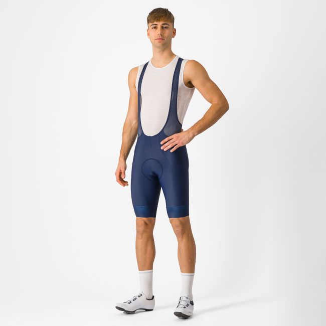 Castelli - pantaloni ciclism scurti cu bretele - Entrata 2 Bibshort - 15-35 gr C - albastru belgian