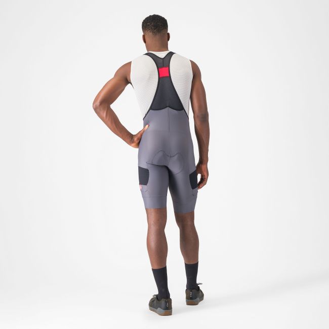Castelli - pantaloni ciclism scurti cu bretele - Unlimited Cargo Bibshort - 15-35 gr C - gri inchis Smokey