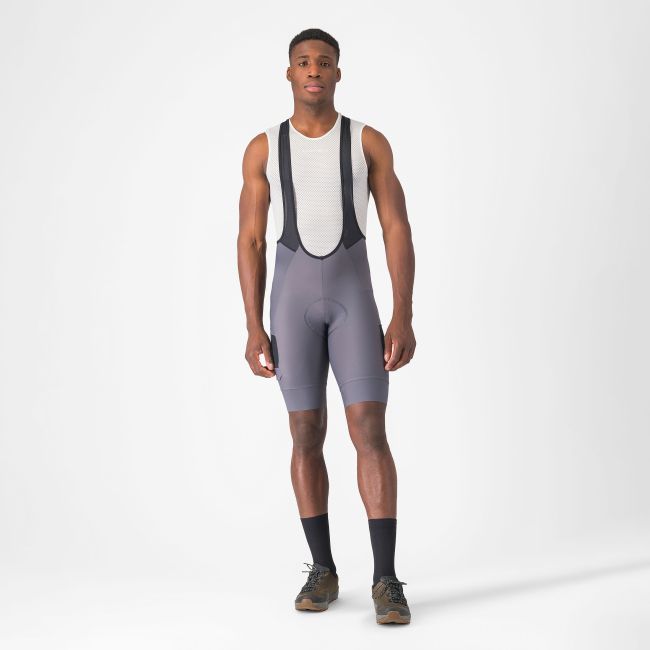 Castelli - pantaloni ciclism scurti cu bretele - Unlimited Cargo Bibshort - 15-35 gr C - gri inchis Smokey