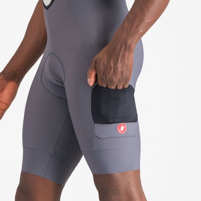 Castelli - pantaloni ciclism scurti cu bretele - Unlimited Cargo Bibshort - 15-35 gr C - gri inchis Smokey