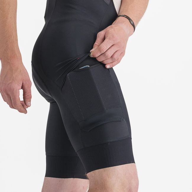 Castelli - pantaloni ciclism scurti cu bretele - Unlimited Cargo Bibshort - 15-35 gr C - negru