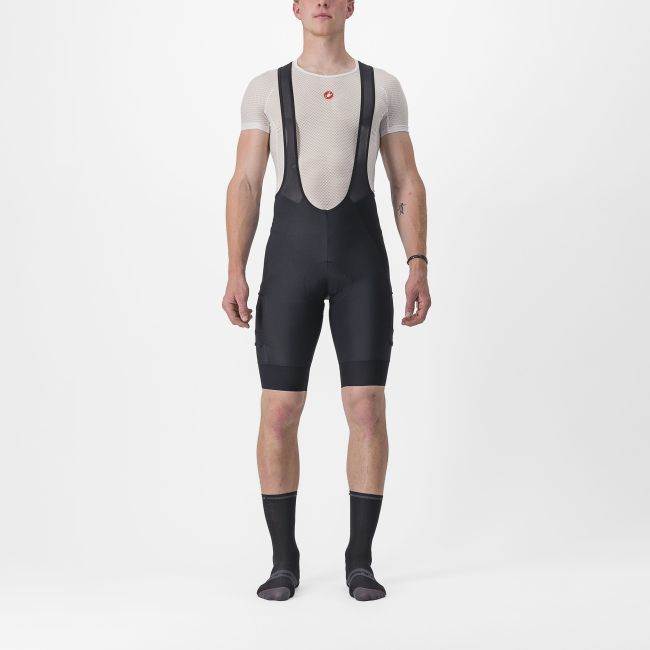 Castelli - pantaloni ciclism scurti cu bretele - Unlimited Cargo Bibshort - 15-35 gr C - negru
