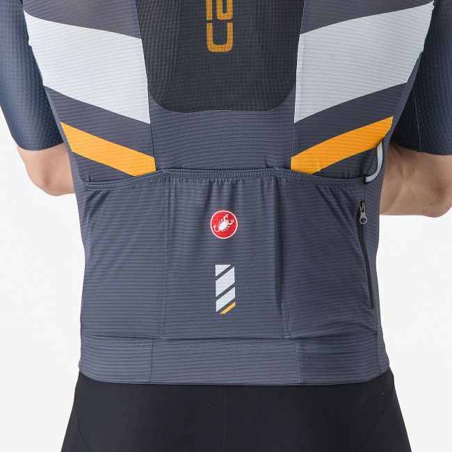 Castelli - tricou ciclism maneca scurta race fit - Unlimited Pro Jersey - 18-35 gr C - albastru | portocaliu
