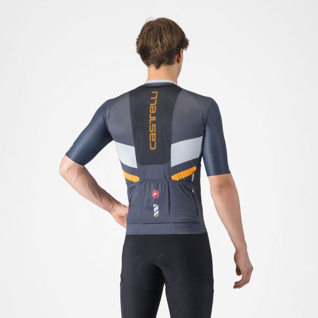 Castelli - tricou ciclism maneca scurta race fit - Unlimited Pro Jersey - 18-35 gr C - albastru | portocaliu