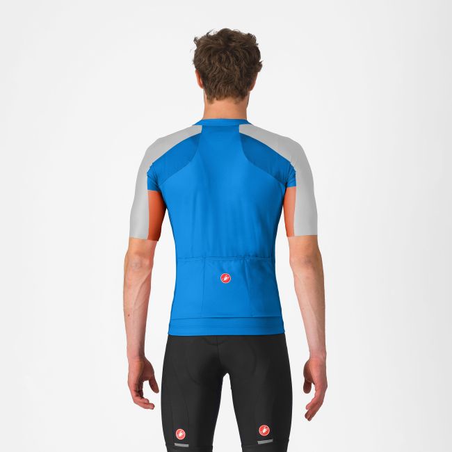 Castelli - tricou ciclism maneca scurta regular fit - Entrata 6 Jersey - albastru | argintiu
