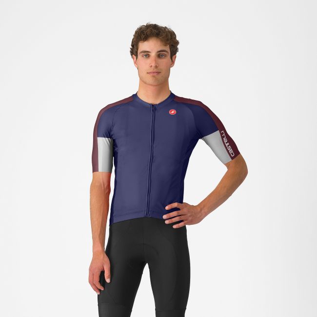 Castelli - tricou ciclism maneca scurta regular fit - Entrata 6 Jersey - albastru | bordo