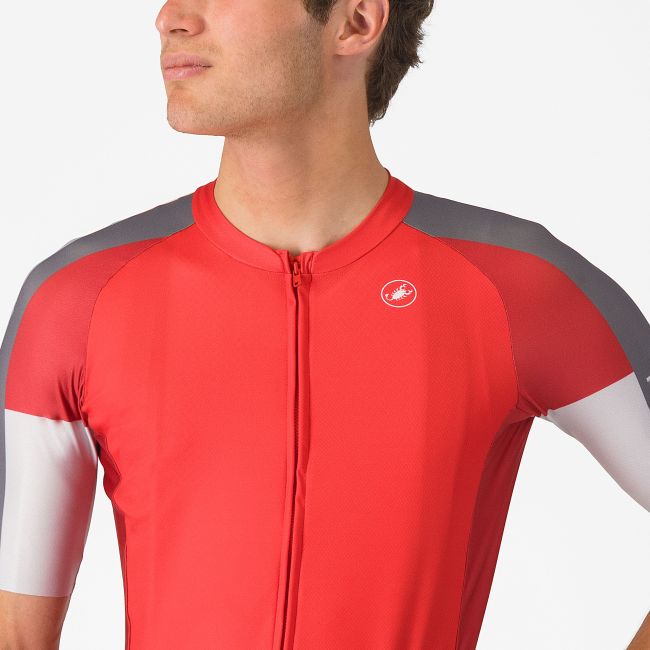 Castelli - tricou ciclism maneca scurta regular fit - Entrata 6 Jersey - rosu | gri