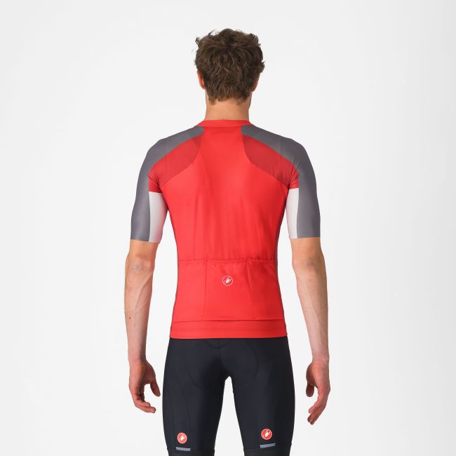 Castelli - tricou ciclism maneca scurta regular fit - Entrata 6 Jersey - rosu | gri