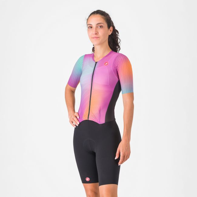 Castelli - costum triatlon cu maneca scurta - PR 2 W Speed Suit - negru | portocaliu