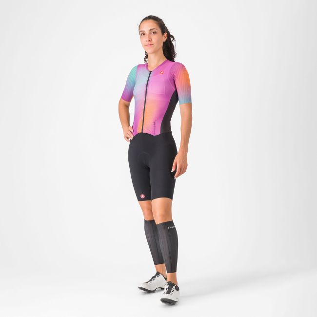 Castelli - costum triatlon cu maneca scurta - PR 2 W Speed Suit - negru | portocaliu